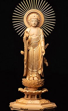 東本願寺式阿弥陀如来立像(柘植材・本体截金仕上げ)